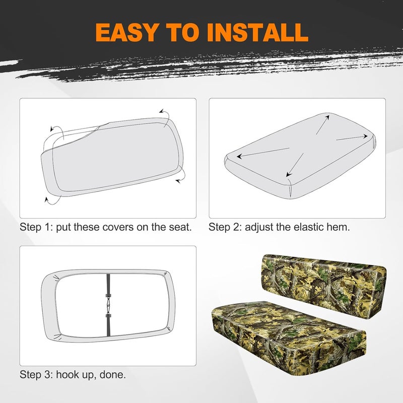 BORDAN UTV Seat Cover Camo for Kawasaki Mule, Waterproof Seat Cover Set for Kawasaki Mule 2009-2025 4000 4010/2001-2008 3000 3010, Heavy Duty 1680D Full Protection Outdoor Camo Cover(2 PCS) - Image 5